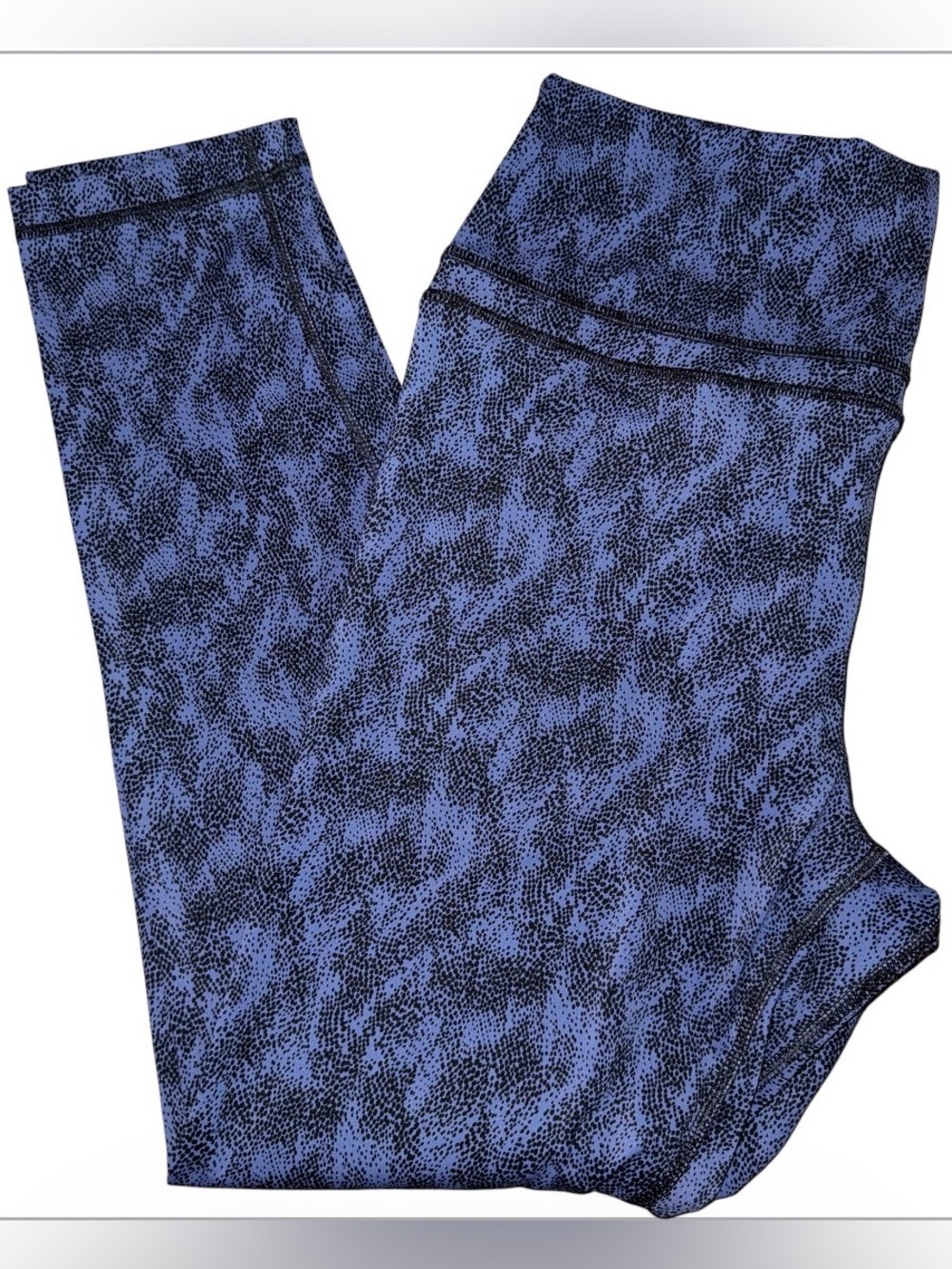 CRZ YOGA Women's High Waisted Leggings Sz XL 14 Blue Black Dotted Animal Print